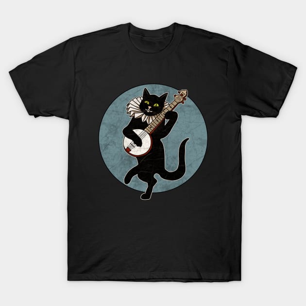 Vintage Cat Playing Banjo T-Shirt by valentinahramov